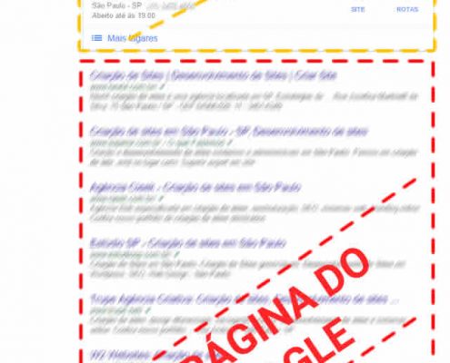 Primeira página da busca do Google com legendas